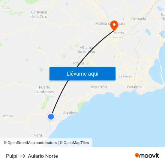 Pulpí to Aulario Norte map