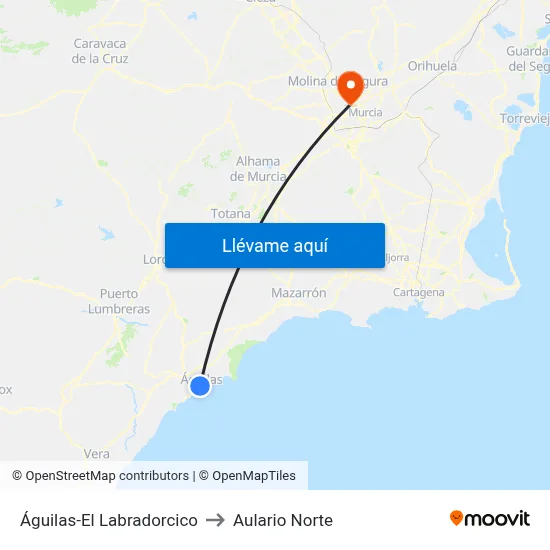 Águilas-El Labradorcico to Aulario Norte map