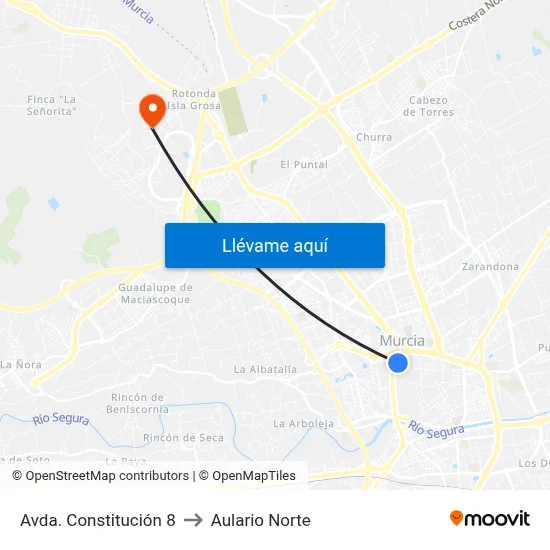 Avda. Constitución 8 to Aulario Norte map