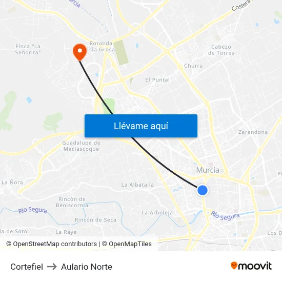 Cortefiel to Aulario Norte map