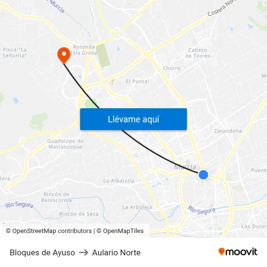 Bloques de Ayuso to Aulario Norte map