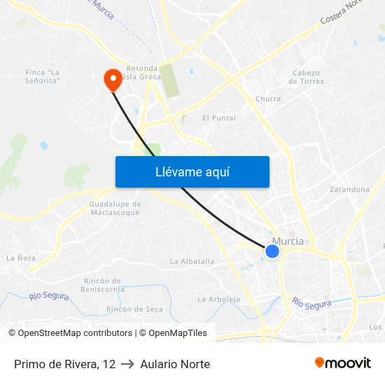 Primo de Rivera, 12 to Aulario Norte map