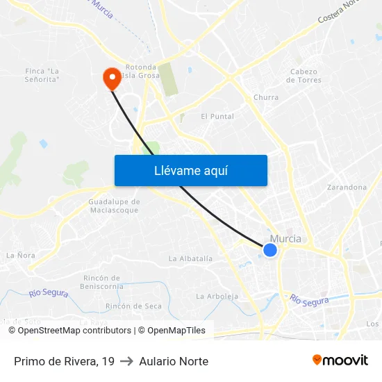 Primo de Rivera, 19 to Aulario Norte map
