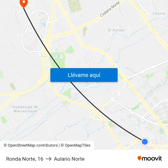 Ronda Norte, 16 to Aulario Norte map