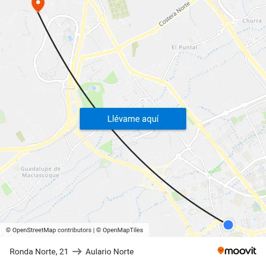 Ronda Norte, 21 to Aulario Norte map