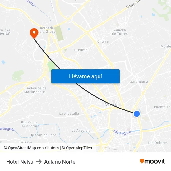 Hotel Nelva to Aulario Norte map