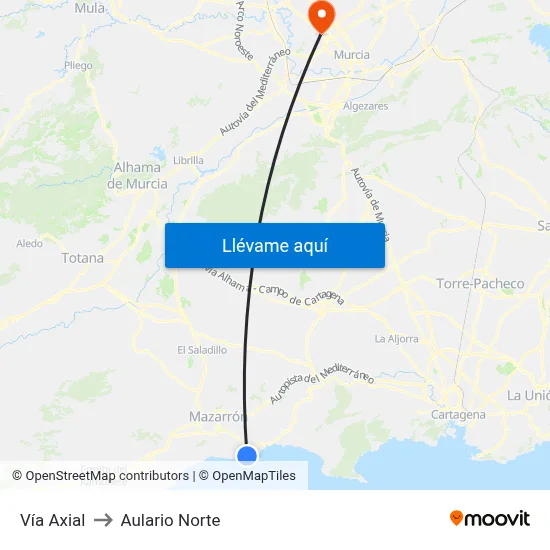 Vía Axial to Aulario Norte map