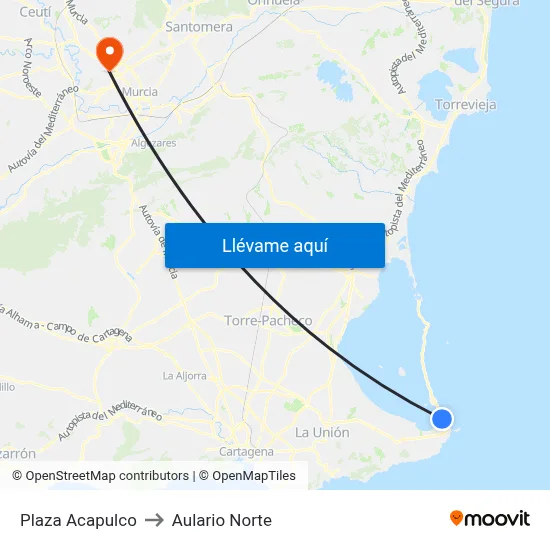 Plaza Acapulco to Aulario Norte map