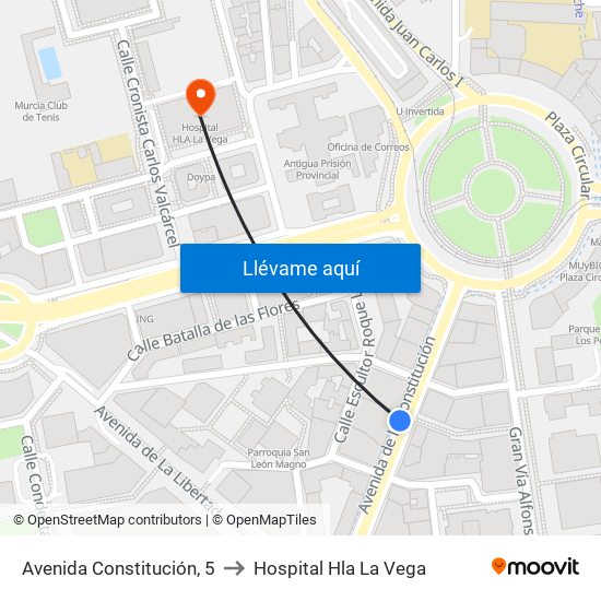 Avenida Constitución, 5 to Hospital Hla La Vega map