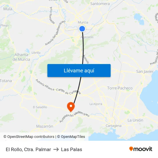 El Rollo, Ctra. Palmar to Las Palas map