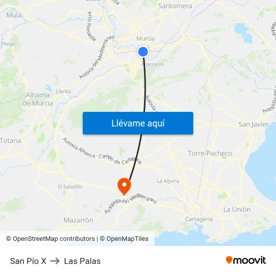 San Pío X to Las Palas map