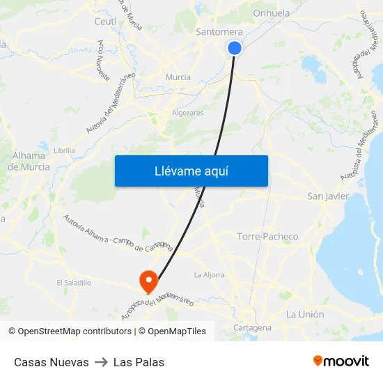 Casas Nuevas to Las Palas map