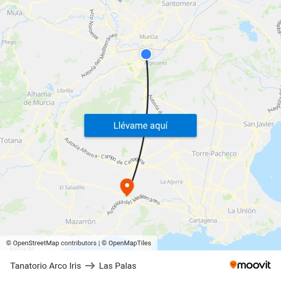 Tanatorio Arco Iris to Las Palas map