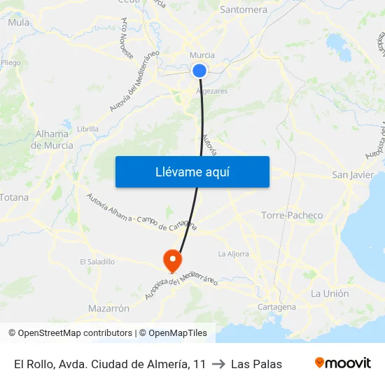 El Rollo, Avda. Ciudad de Almería, 11 to Las Palas map