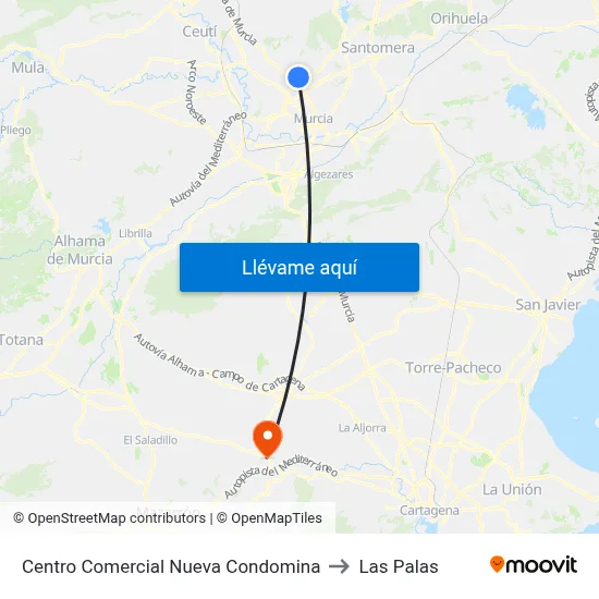 Centro Comercial Nueva Condomina to Las Palas map