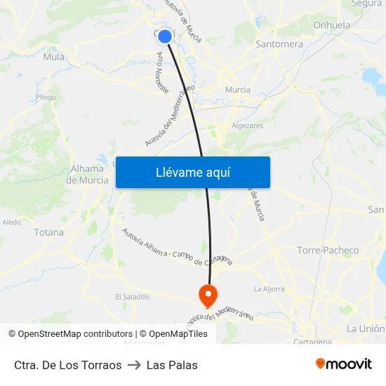 Ctra. De Los Torraos to Las Palas map