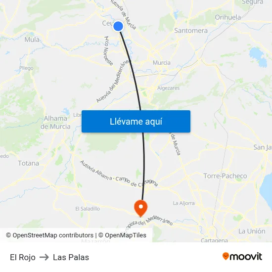 El Rojo to Las Palas map