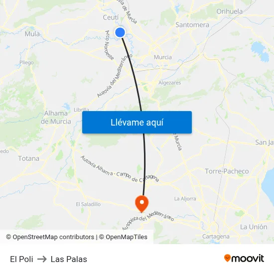 El Poli to Las Palas map