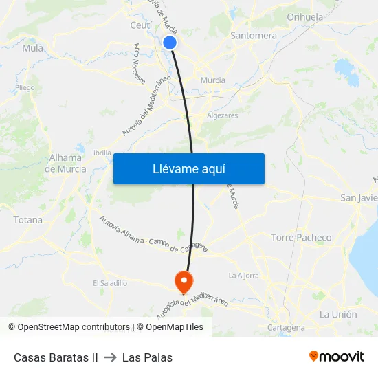 Casas Baratas II to Las Palas map