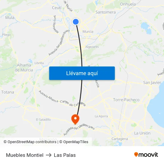 Muebles Montiel to Las Palas map