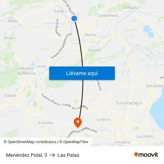 Menéndez Pidal, 3 to Las Palas map