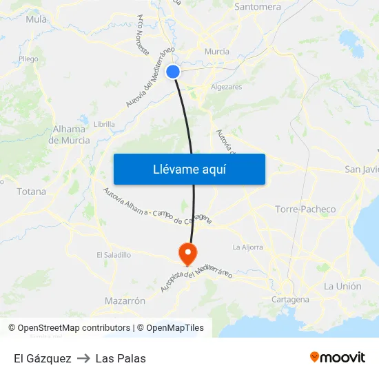 El Gázquez to Las Palas map