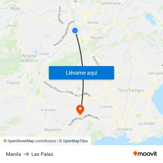 Manila to Las Palas map