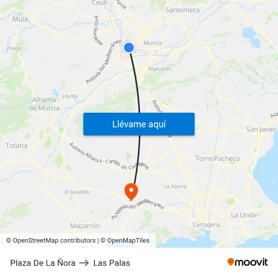 Plaza De La Ñora to Las Palas map