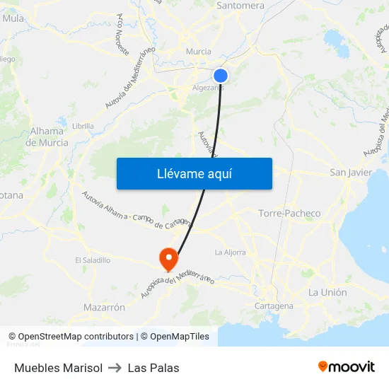 Muebles Marisol to Las Palas map