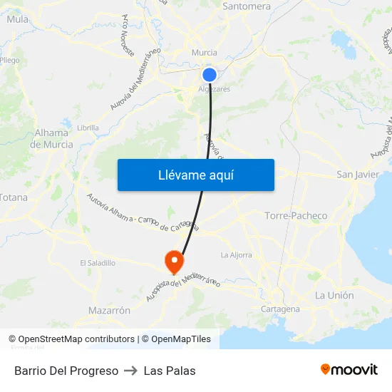 Barrio Del Progreso to Las Palas map