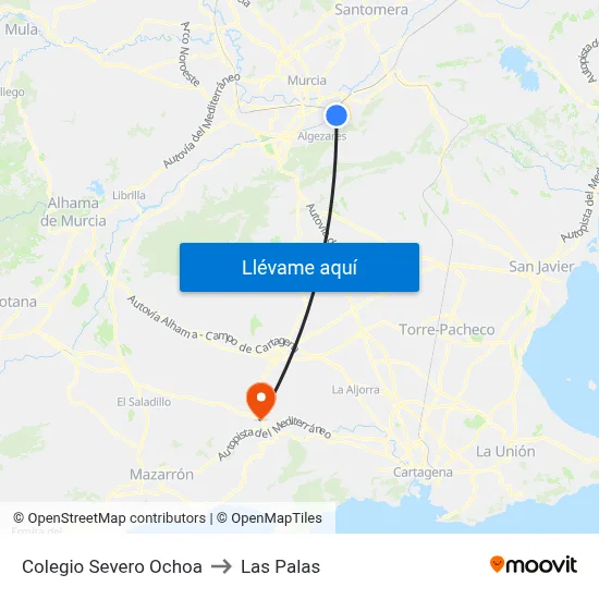 Colegio Severo Ochoa to Las Palas map