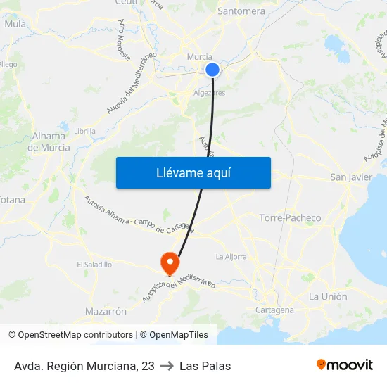 Avda. Región Murciana, 23 to Las Palas map