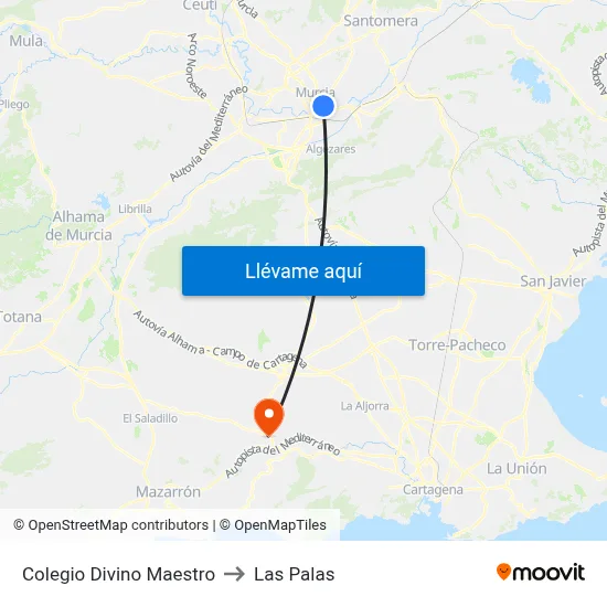 Colegio Divino Maestro to Las Palas map