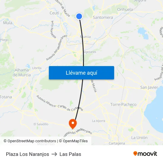 Plaza Los Naranjos to Las Palas map