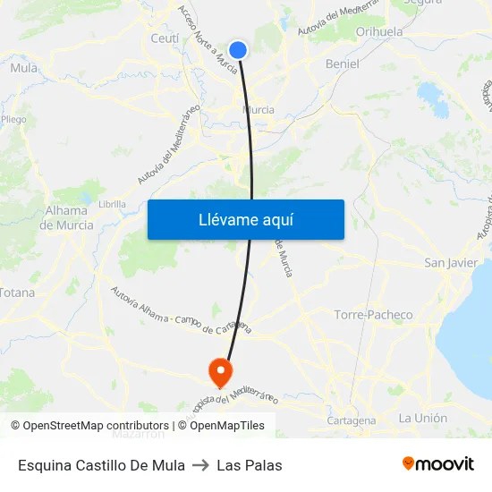Esquina Castillo De Mula to Las Palas map
