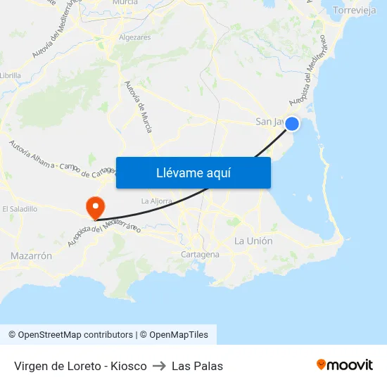 Virgen de Loreto - Kiosco to Las Palas map