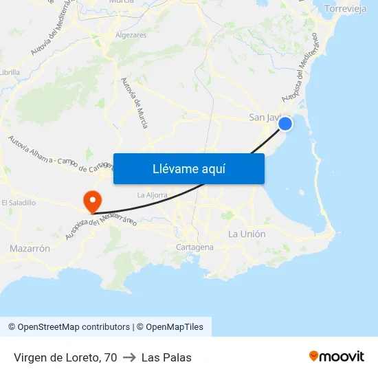 Virgen de Loreto, 70 to Las Palas map