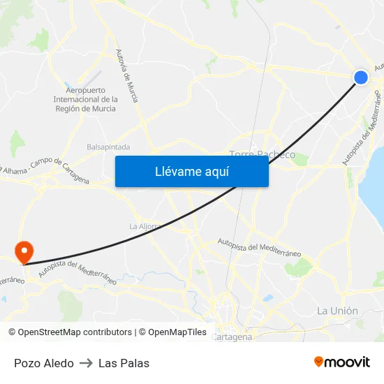 Pozo Aledo to Las Palas map