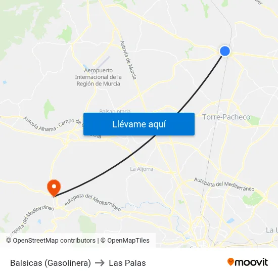 Balsicas (Gasolinera) to Las Palas map