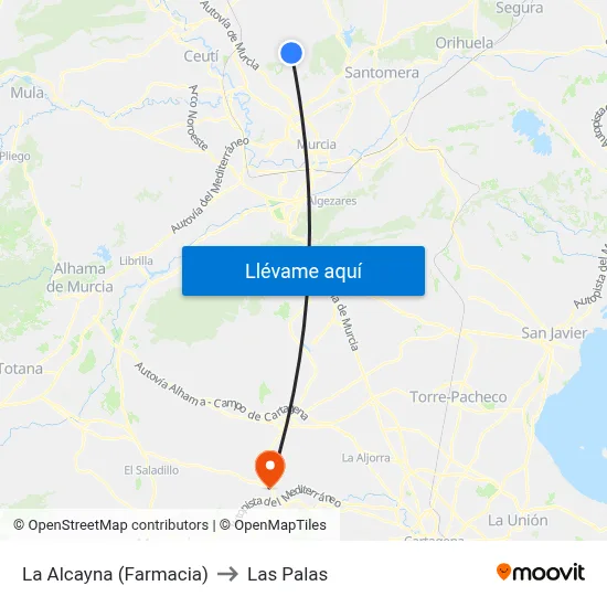 La Alcayna (Farmacia) to Las Palas map