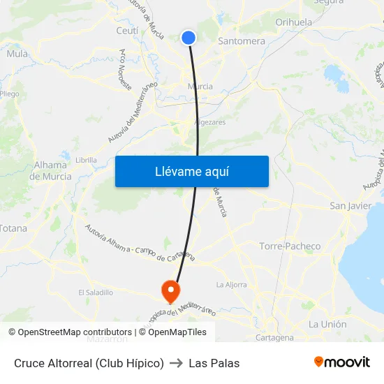 Cruce Altorreal (Club Hípico) to Las Palas map