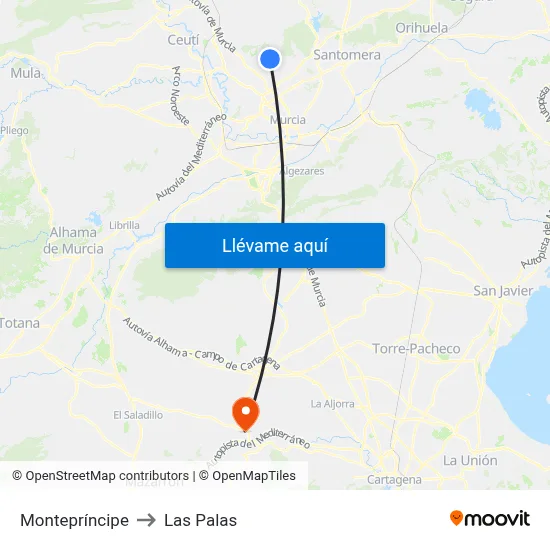 Montepríncipe to Las Palas map