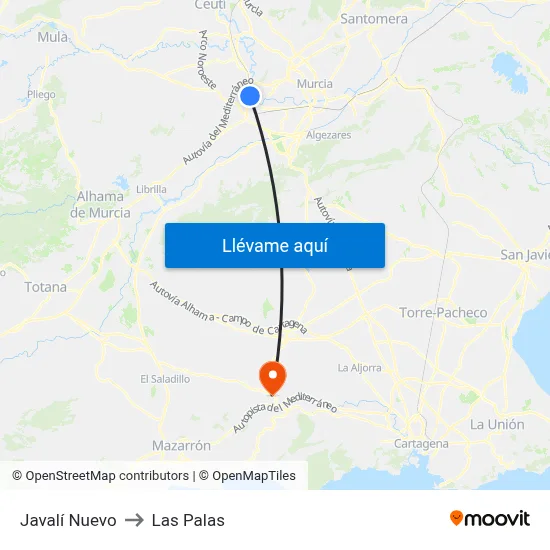 Javalí Nuevo to Las Palas map