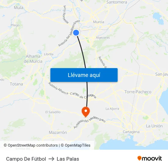 Campo De Fútbol to Las Palas map