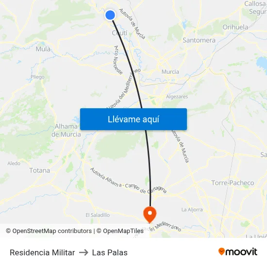 Residencia Militar to Las Palas map