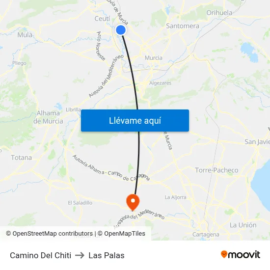 Camino Del Chiti to Las Palas map