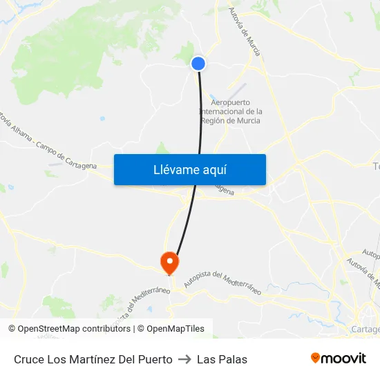 Cruce Los Martínez Del Puerto to Las Palas map