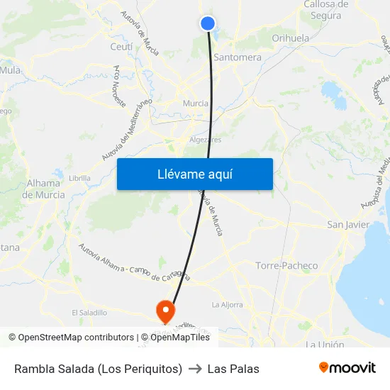 Rambla Salada (Los Periquitos) to Las Palas map