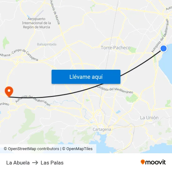 La Abuela to Las Palas map