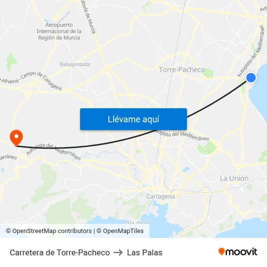 Carretera de Torre-Pacheco to Las Palas map